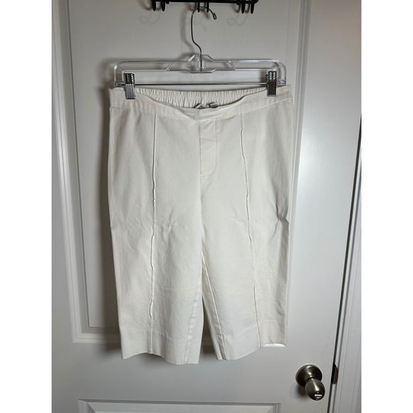 ISAAC MIZRAHI LIVE Pants - ISAAC MIZRAHI LIVE Cropped Pants White Elastic Waist Capri Womens 12